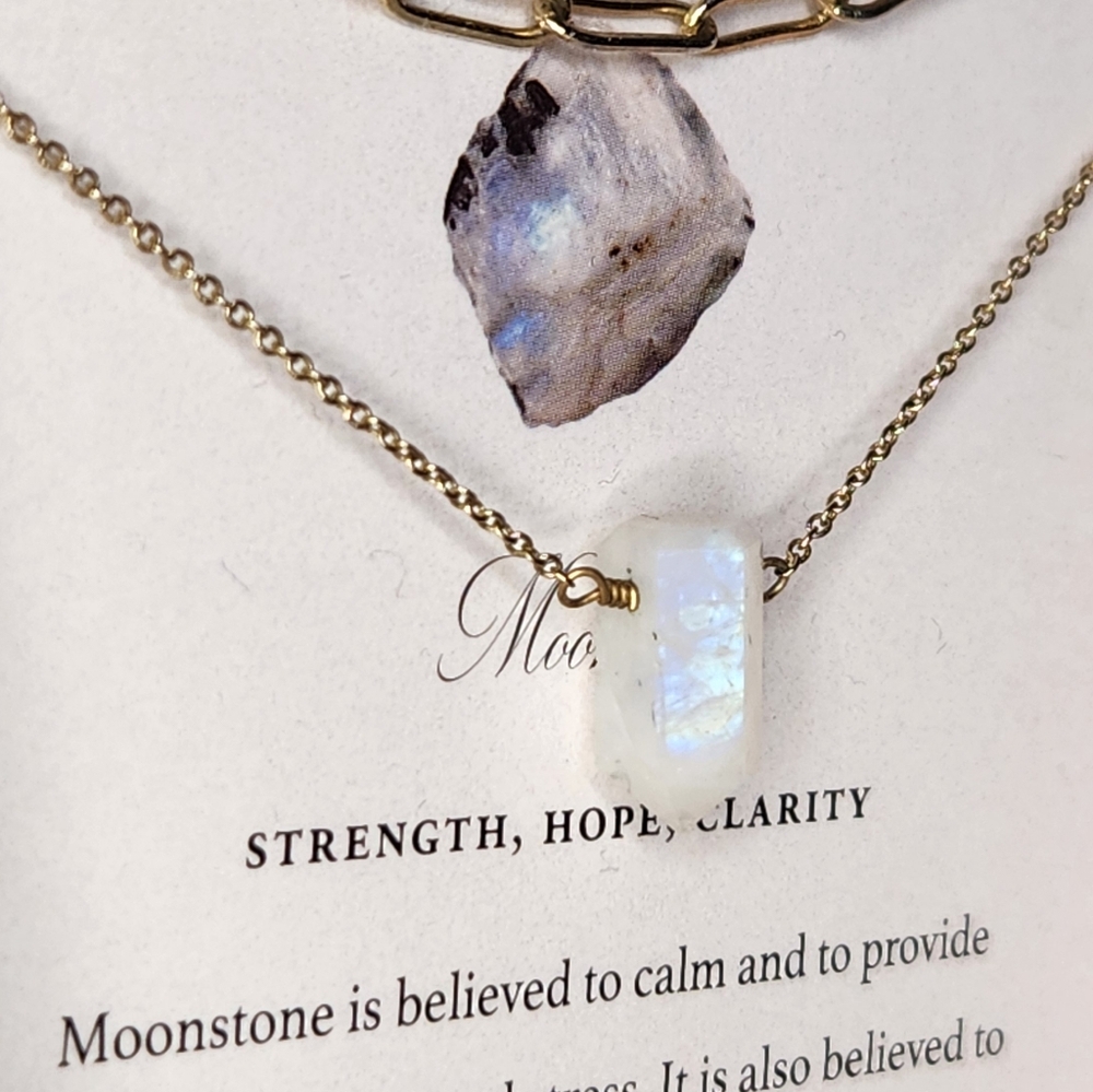 Womens Luna Norte 14 KT Gold Plated Brass Moonstone Necklace Set